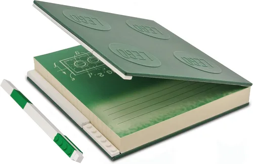 Vista 3 de LEGO - Cuaderno de bloqueo de papelería con bolígrafo de gel, color verde Cuadrado, 6 pulgadas x 6 pulgadas, forrado