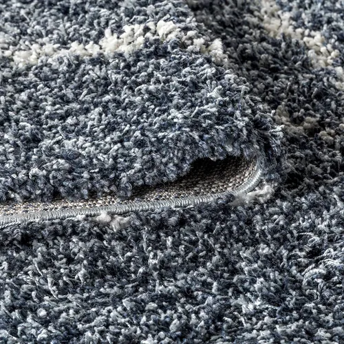 Vista 7 de JONATHAN Y Mercer Shag - Alfombra de pasillo de felpa con borlas, azul/crema, 2 x 8 pulgadas, enrejado geométrico marroquí, fácil limpieza para sala