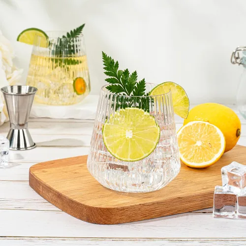 Vista 7 de BESTSTAR 36 Piezas Copas de Vino de Plástico Transparente Acanalado de 12 onzas, Copas de Champán Desechables de Origami Onduladas, Elegantes Vasos