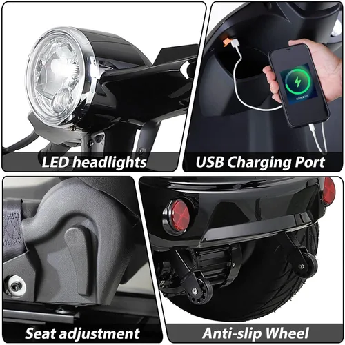 Vista 4 de Scooter de movilidad para adultos, carrito de golf eléctrico de alta resistencia, con 4 ruedas, para personas mayores, potente batería con caja