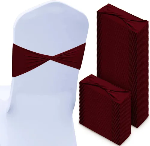 Vista 10 de CHENGU 100 bandas de elastano para silla, con lazo liso, para bodas, sin hebilla, decoraciones de cumpleaños, lazos elásticos, bandas deslizantes