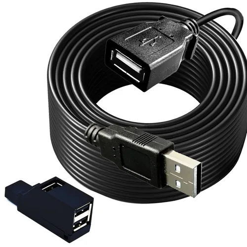 Vista 4 de YOTETION - Cable de extensión USB 2.0 de 25 pies con concentrador, USB A macho a hembra, compatible con unidad flash USB/disco duro, mouse, teclado
