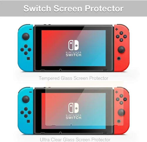 Vista 5 de Kit de accesorios para Nintendo Switch, 1 funda de transporte, 2 empuñaduras, 2 ruedas de dirección, 1 funda de cristal para interruptor, 2 fundas