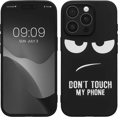 Vista 15 de kwmobile Funda de silicona TPU compatible con Xiaomi 11T/11T Pro - Funda suave - No toques mi teléfono blanco/negro