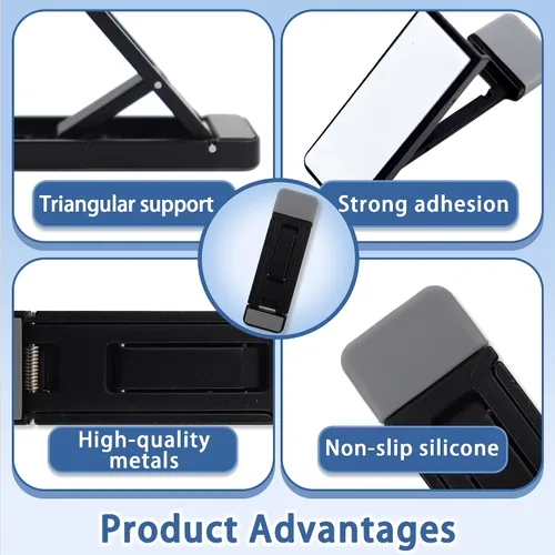 Vista 2 de Soporte pequeño de teclado para escritorio, elevador de teclado para escritorio, color negro Elevador de computadora autoadhesivo de metal