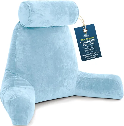 Vista 40 de Almohada Husband Mediana Negra, Respaldo para Niños, Adolescentes, Adultos Pequeños – Almohada de Lectura con Brazos, Altura Ajustable, Espuma