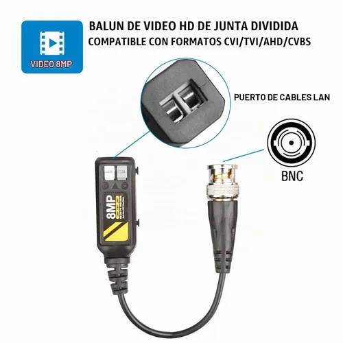 Vista 2 de 20 pares de conectores pasivos de video balun BNC para AHD/TVI/CVBS hasta 8MP 8MP