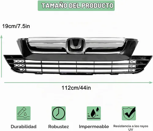 Vista 2 de Rejilla de parachoques inferior superior para Honda CRV CR-V 2007 2008 2009 Parrilla de malla negra brillante con cromo