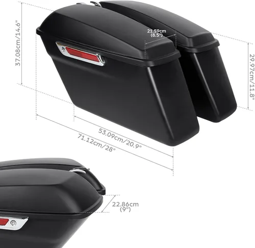 Vista 2 de Green-L Alforjas duras de color negro mate para Harley Touring Road King Street Glide Electra Ultra 2014-2024 Mate negro