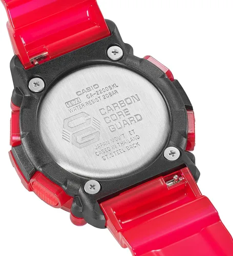 Vista 6 de G-Shock GA2200SKL-4A - Reloj serie esqueleto con ondas de sonido, color rojo, Transparente Rojo, talla única