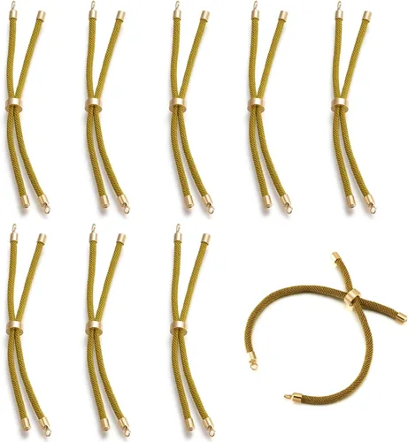 Vista 37 de 10 piezas de pulseras de cordón trenzado de nylon para hacer pulseras deslizantes ajustables con accesorios de latón dorado para accesorios de Negro