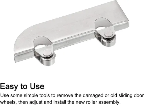 Vista 4 de uxcell Conjunto de rodillos para puerta corredera, ruedas de puerta corrediza de patio con rodamientos de bolas, paquete de 8