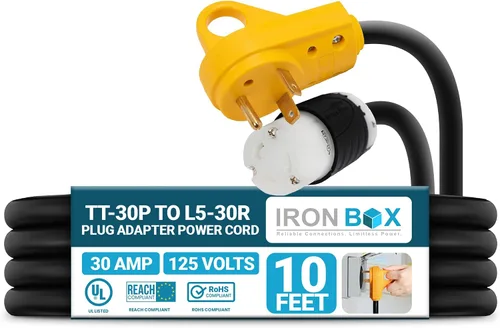 Vista 25 de IronBox Electric TT-30P a TT-30R - Adaptador y extensión - 30A, 125V, 10/3 SOOW - Cable adaptador de conector de enchufe resistente, cable