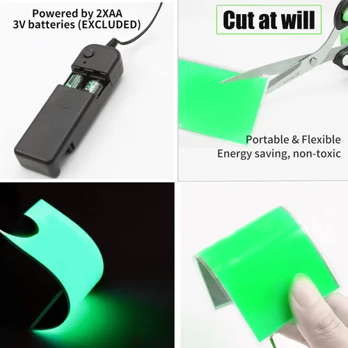 Vista 4 de Ourbest Panel de luz de hoja EL 2 piezas - Máscara cortable electroluminiscente de papel para ojos, iluminación DIY, cosplay, decoración de fiesta