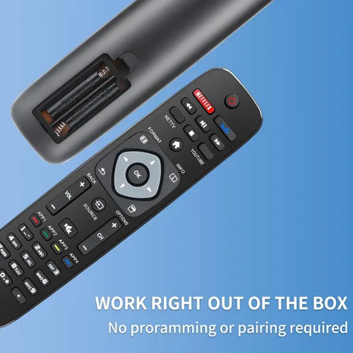 Vista 4 de Paquete de 2 para reemplazo remoto de TV Philips, compatible con todos los televisores inteligentes Philips LED/LCD/HDTV/UHD (NH500UP)