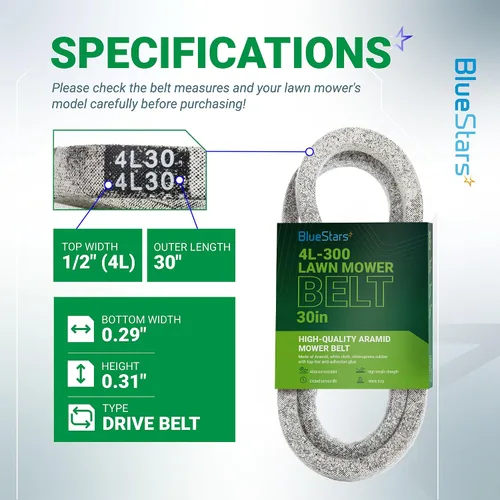 Vista 2 de BlueStars Correa de transmisión 4L-300 – Compatible con máquina McLane Edge recortadora, repuesto para cortadora de césped Mclane Edger de 30
