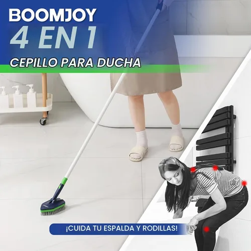 Vista 2 de BOOMJOY Cepillo de limpieza de ducha 4 en 1, juego de limpiador extensible de 58 pulgadas para bañera y azulejos, cepillo de lechada con mango