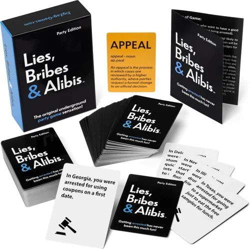 Vista 3 de Lies, Bribes & Alibis - Un divertido juego de cartas de fiesta para adultos para citas nocturnas, fiestas universitarias, reuniones amistosas