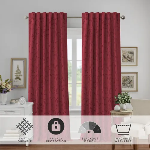 Vista 61 de Elrene Home Fashions Cenefa Opaca Jacquard Scroll Mia, 52" x 19" (1 Cenefa), Dorado