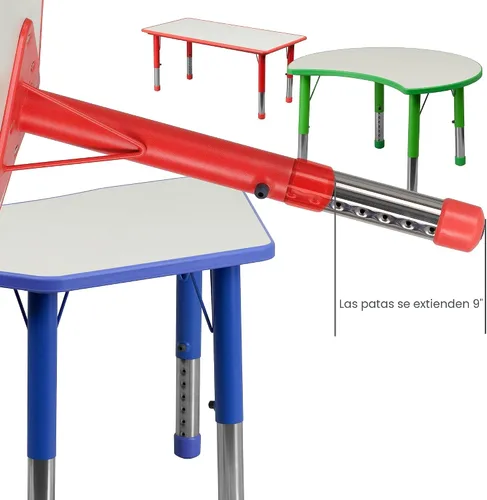 Vista 8 de Flash Furniture Mesa de actividades de plástico para niños, 47.25 x 23.6 Azul