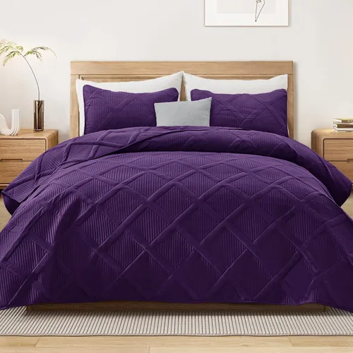 Vista 16 de Exclusivo Mezcla Twin Size Quilt Set, Black Soft Bedspreads with 1 Pillow Sham, Modern Striped Pattern, Lightweight Bedding Set Coverlets for All