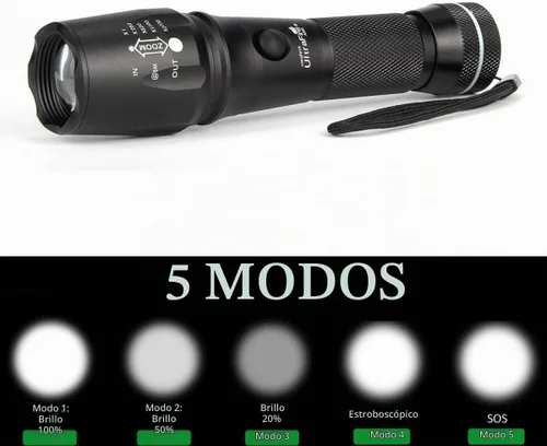 Vista 4 de UltraFire Linterna LED de vara de control de tráfico de 16 pulgadas, linterna de varita de 980 lúmenes, 5 modos con modo estroboscópico rojo, varita