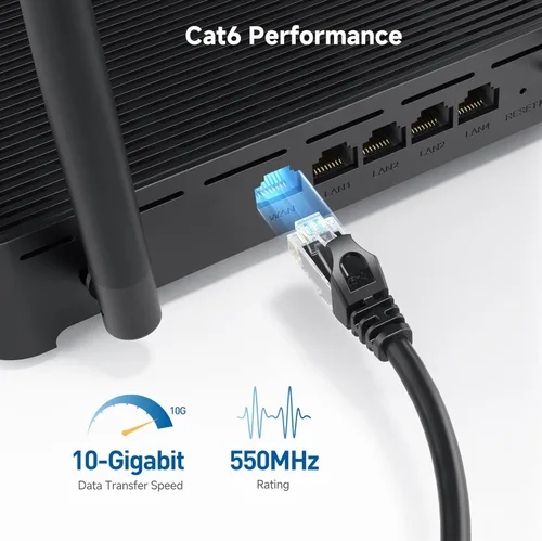 Vista 3 de Cable Matters - Cable Ethernet Cat 6 sin enganches de 10 Gbps, cable corto Cat 6, cable Cat6, cable Ethernet, negro
