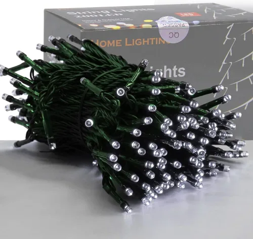 Vista 21 de Iluminación del hogar de 66 pies. Mini luces decorativas de Navidad de 200 luces LED de alambre verde, luces de hada estrellada enchufables, 8 modos