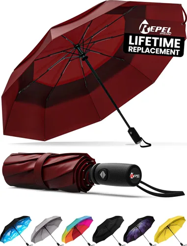 Vista 44 de REPEL Windproof Travel Umbrella - Compact & Withstands Winds up to 85MPH , Strongest Premium Auto Folding Umbrella for Rain and Sun - Durable, Light