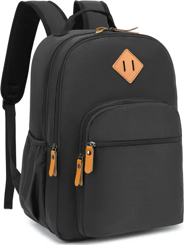 Vista 21 de Leaper Mochila para laptop para mujer: linda mochila floral para escuela, universidad, viajes, trabajo, mochila ligera para niños, Negro margarita