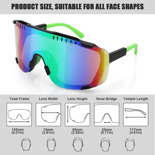 Vista 3 de Karsaer Vision - Gafas de sol deportivas para ciclismo, a prueba de viento, para MTB correr, playa, voleibol, béisbol, pantallas grandes de los años