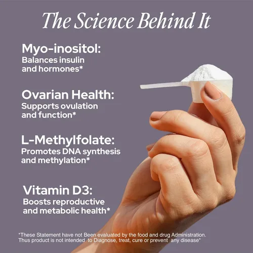 Vista 4 de Holiherb Myo Inositol + Suplemento de metilfolato para mujeres Suplementos de fertilidad para el equilibrio hormonal y apoyo a la salud ovárica