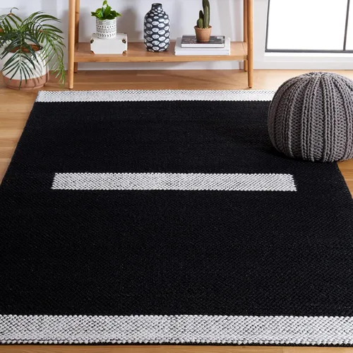 Vista 22 de SAFAVIEH Natura Collection - Alfombra de pasillo, 2 pies 3 pulgadas x 8 pies, negro y marfil, tejido plano hecho a mano de lana moderna a rayas