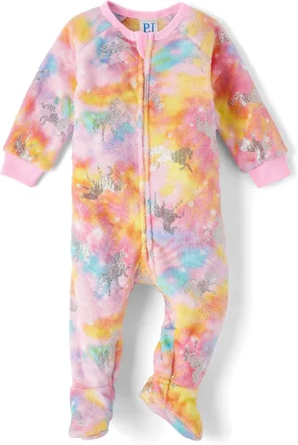 Vista 11 de The Children's Place Pijama de una pieza con pies y cremallera frontal para bebés y niños pequeños tartán acogedor