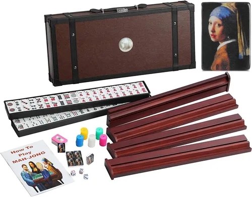 Vista 8 de 166 American Western Mahjong Mah Jongg Set Maleta Edición Limitada Embedded Masterpiece Fondo en Maleta de Cuero Mona Lisa