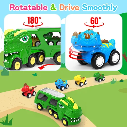 Vista 5 de ENJSD Juguetes para niños de 1, 2, 3, 4 años, juguetes 5 en 1 para edades de 2 a 4 años con 4 juguetes de dinosaurio para niños de 3 a 5 años