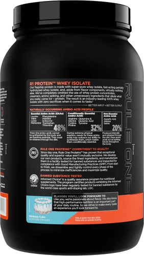 Vista 3 de Rule 1 Proteins R1 Proteína de suero aislado - Con 25g de proteína y 6g de BCAA exclusivamente de fuentes aisladas e hidrolizadas