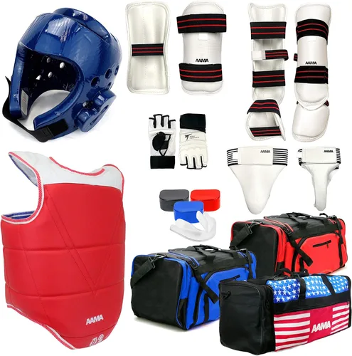 Vista 3 de AAMA Juego completo de equipos de protección de combate de Taekwondo - Personalizable