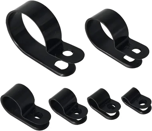 Vista 9 de Abrazadera para cable tipo R, abrazadera de cable de 1/2 pulgada, clips de sujeción de cable de montaje de tornillo de nailon con tornillos