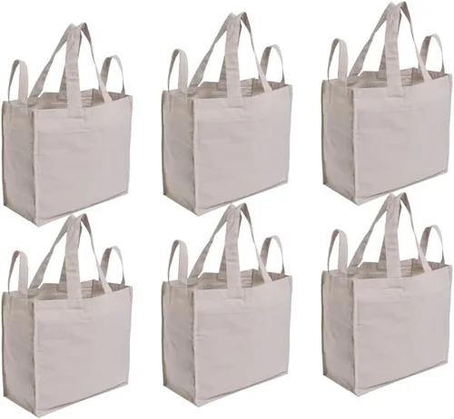 Vista 7 de Mayatra's - Bolsas de lona reutilizables con bolsillos reales, largas y resistentes, plegables, lavables (paquete de 1)