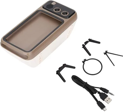 Vista 8 de Ciglow Altavoz Bluetooth, altavoz Bluetooth estéreo retro HD portátil para TV para teléfono móvil de 6 pulgadas (gris)
