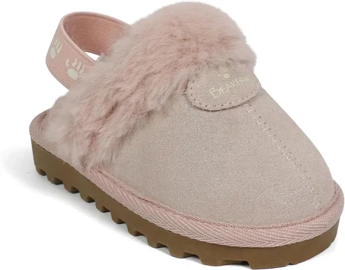 Vista 4 de BEARPAW Zapatos infantiles unisex de gamuza con forro de piel sintética - Zapatos de bebé de fondo duro para niños y niñas - Zapatillas de cuero