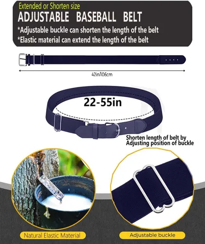 Vista 5 de Cinturón de béisbolsóftbol, cinturón de uniforme de tamaño ajustable para hombres, niños y jóvenes