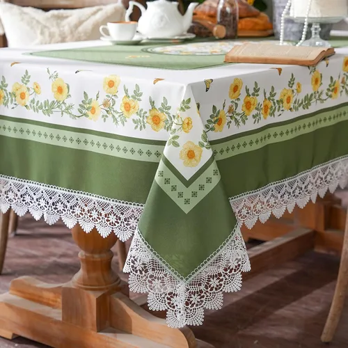 Vista 8 de SUTAVIA Mantel de encaje floral impermeable, rectangular, lavable, para el hogar, vacaciones, Acción de Gracias, Navidad, fiesta, comedor
