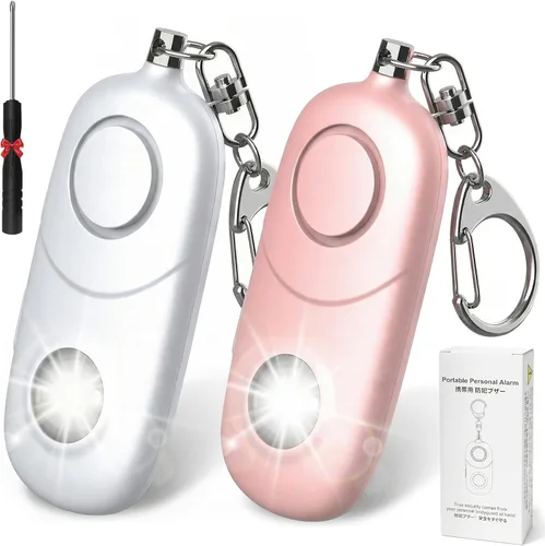 Vista 13 de Alarma personal para mujeres, llavero de alarma: Qoosea 135dB llavero de emergencia sirena con luz estroboscópica sirena fuerte para mujeres, niños