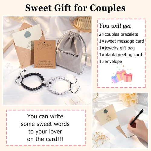 Vista 5 de PINKDODO I Love You Bracelet Gifts Couples Bracelets Valentines' Day Christmas Anniversary Birthday Gifts for Boyfriend Girlfriend Women Men