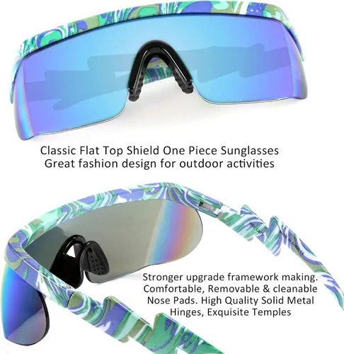 Vista 7 de FEISEDY De Gran Tamaño Espejo Escudo Deporte 80s Gafas De Esquí Gafas De Esquí Parte Superior Plana De Una Pieza Visera Futurista Mujeres Hombres