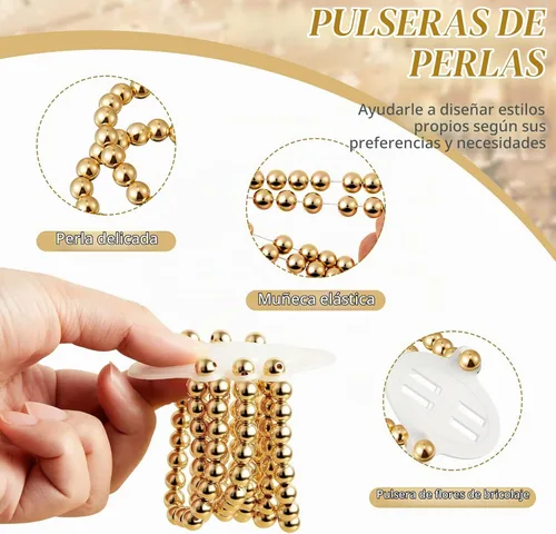 Vista 3 de Hicarer 16 pulseras de ramillete para baile de graduación, bandas elásticas Dorado