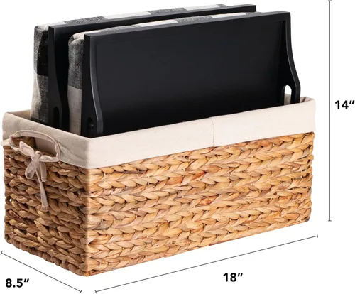 Vista 7 de ROSSIE HOME Bandeja de Cama de Madera Escritorio para Regazo - Juego de Dos - con Cesta de Almacenamiento de Jacinto - Buffalo Check - Se Adapta a