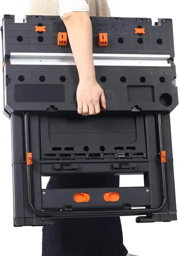 Vista 8 de Mesa de trabajo plegable 2 en 1 y caballete, 31" Ancho x 25" Profundidad x 28" Altura Configuración fácil Banco de trabajo portátil, mesa de trabajo